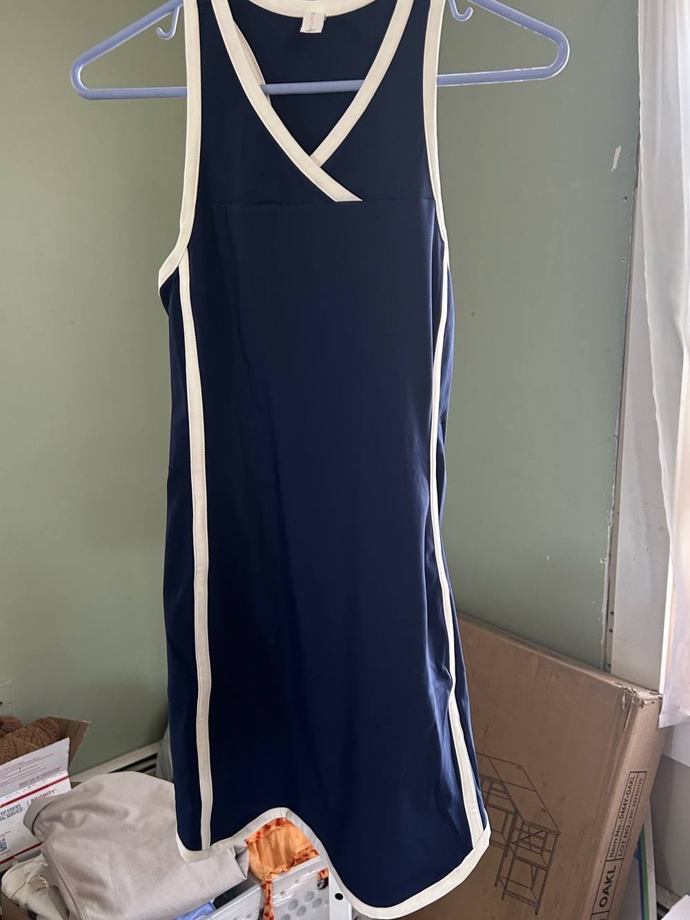 Daily Practice Navy Sleeveless Mini Dress with white trim